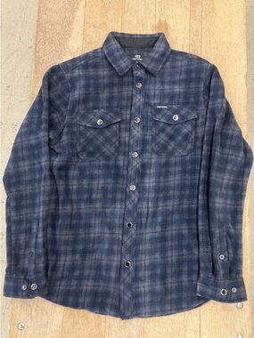 QUIET STORM Polar Fleece Shirt Jacket Shacket Mens S Small Navy Blue Snap New